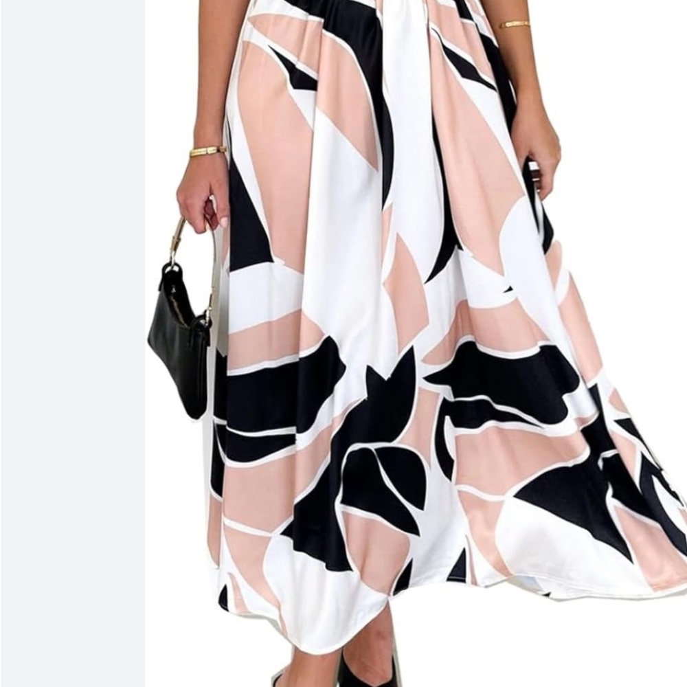Stylish One Shoulder Dress in Black, White, and Pink